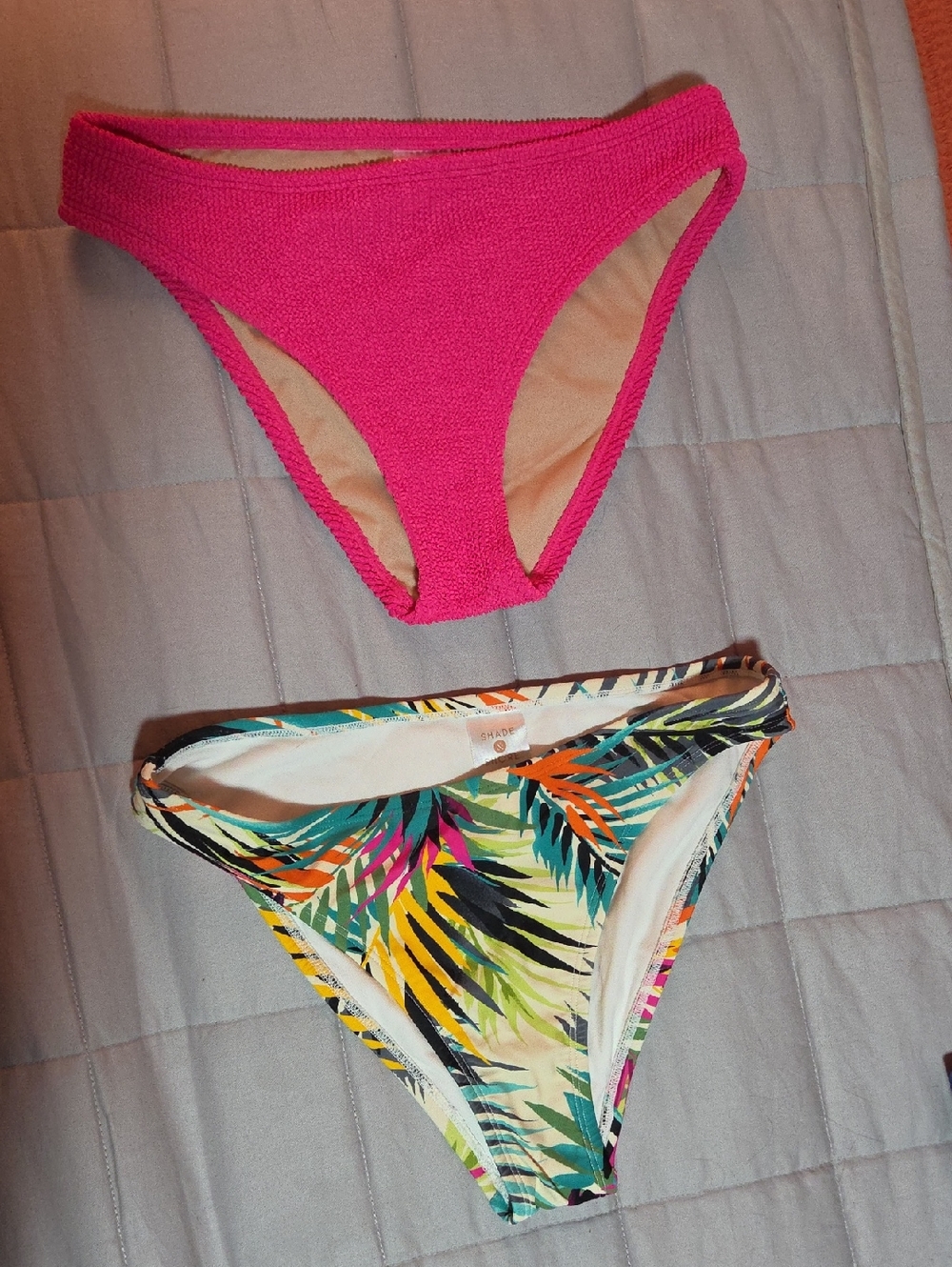 Shade & Shore Pink and Tropical Print Bikini Bottoms